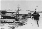 Cyclone damage to Croker's wharf, Mackay 1918 (QLDPics image)